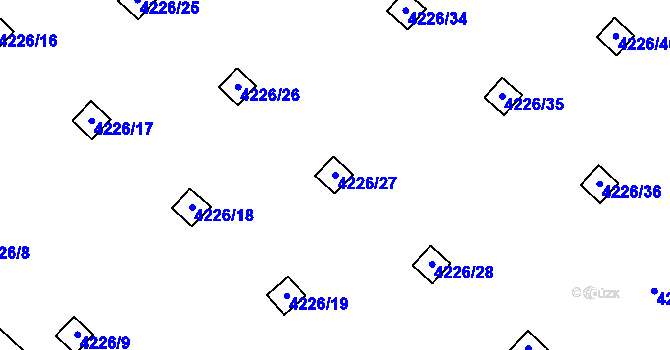 Parcela st. 4226/27 v KÚ Chomutov I, Katastrální mapa