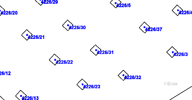 Parcela st. 4226/31 v KÚ Chomutov I, Katastrální mapa