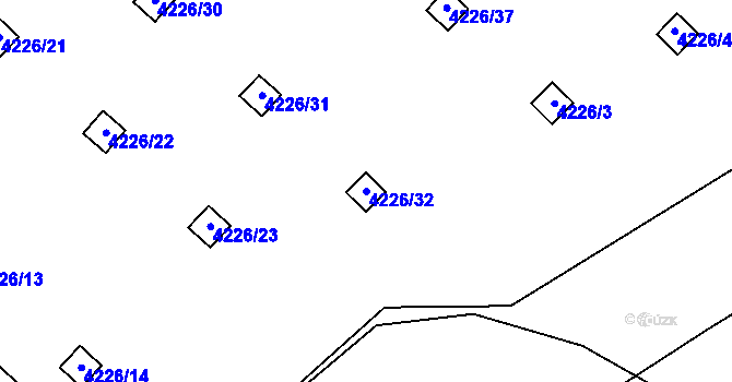 Parcela st. 4226/32 v KÚ Chomutov I, Katastrální mapa