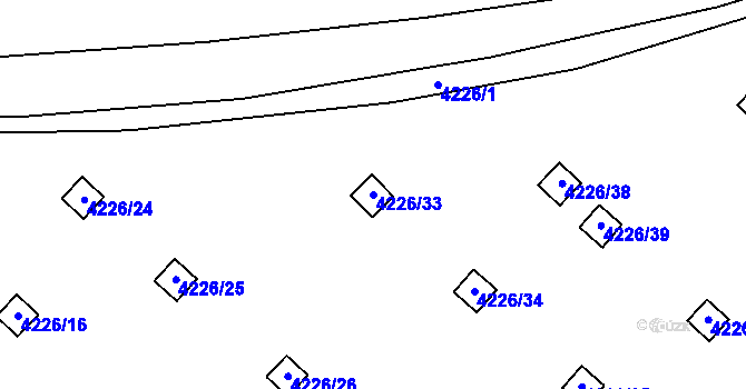 Parcela st. 4226/33 v KÚ Chomutov I, Katastrální mapa