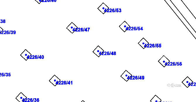 Parcela st. 4226/48 v KÚ Chomutov I, Katastrální mapa