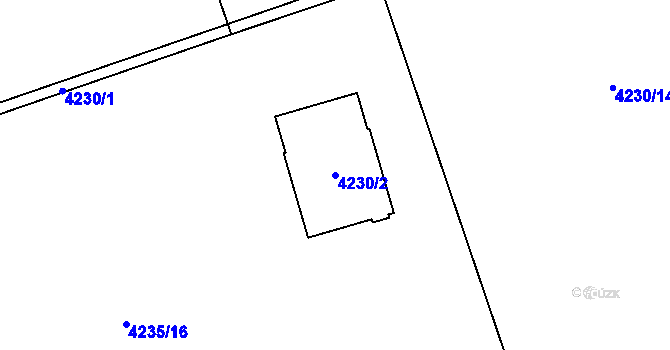 Parcela st. 4230/2 v KÚ Chomutov I, Katastrální mapa