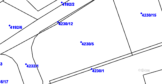 Parcela st. 4230/5 v KÚ Chomutov I, Katastrální mapa