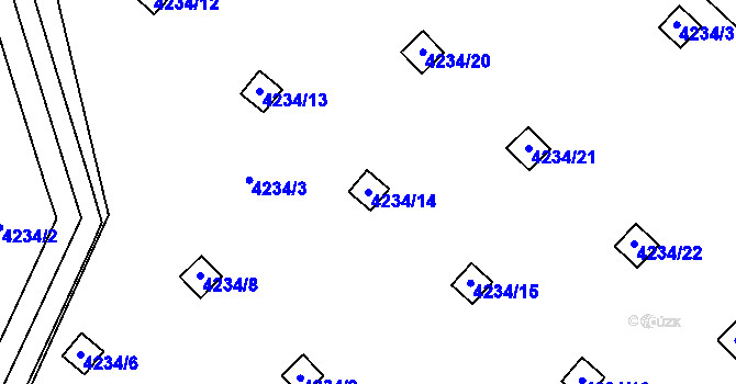 Parcela st. 4234/14 v KÚ Chomutov I, Katastrální mapa