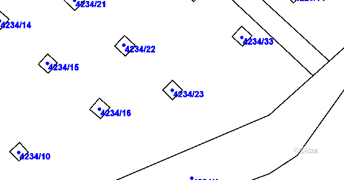 Parcela st. 4234/23 v KÚ Chomutov I, Katastrální mapa