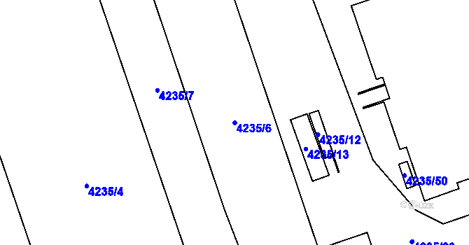 Parcela st. 4235/6 v KÚ Chomutov I, Katastrální mapa
