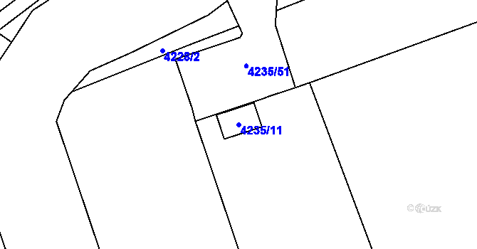 Parcela st. 4235/11 v KÚ Chomutov I, Katastrální mapa
