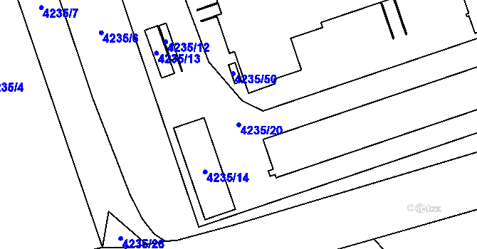Parcela st. 4235/20 v KÚ Chomutov I, Katastrální mapa