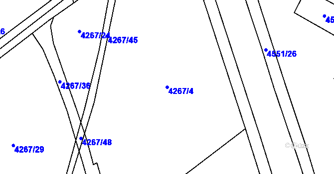 Parcela st. 4267/4 v KÚ Chomutov I, Katastrální mapa