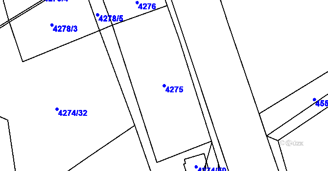 Parcela st. 4275 v KÚ Chomutov I, Katastrální mapa
