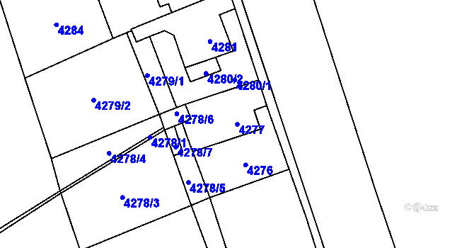 Parcela st. 4277 v KÚ Chomutov I, Katastrální mapa