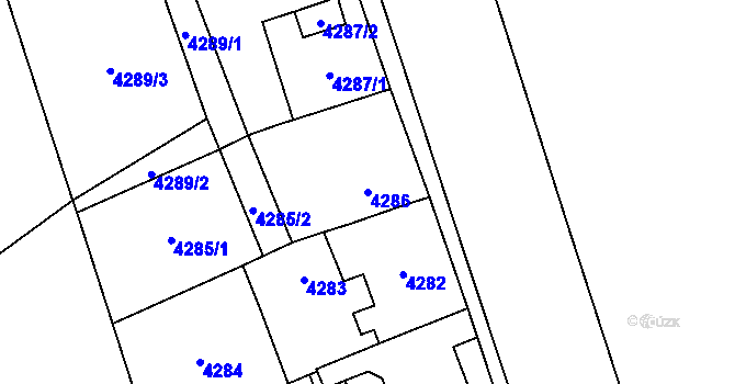 Parcela st. 4286 v KÚ Chomutov I, Katastrální mapa