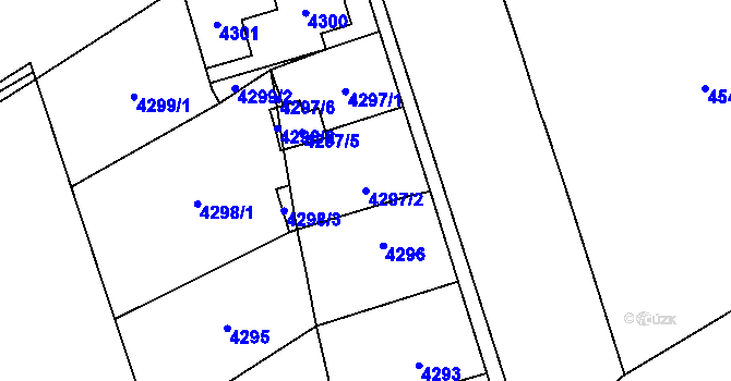 Parcela st. 4297/2 v KÚ Chomutov I, Katastrální mapa