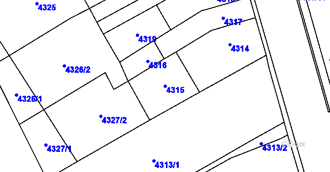 Parcela st. 4315 v KÚ Chomutov I, Katastrální mapa