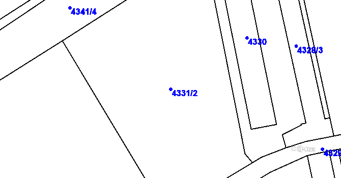Parcela st. 4331/2 v KÚ Chomutov I, Katastrální mapa