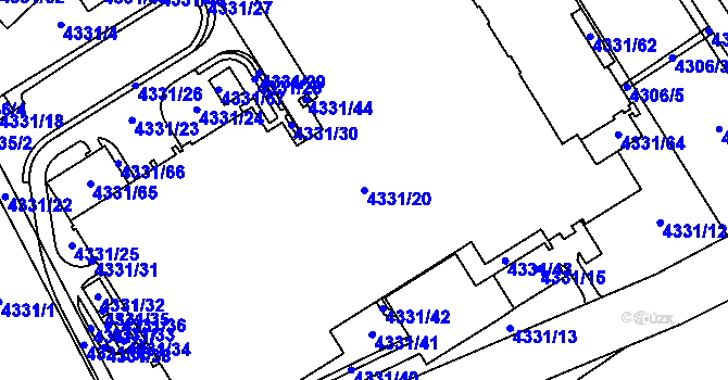 Parcela st. 4331/20 v KÚ Chomutov I, Katastrální mapa