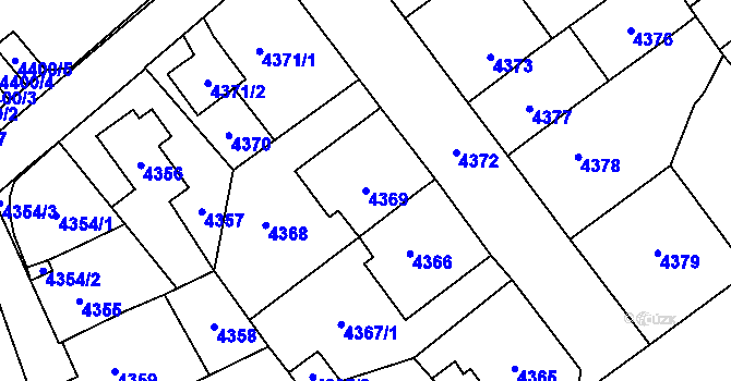 Parcela st. 4369 v KÚ Chomutov I, Katastrální mapa
