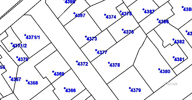 Parcela st. 4377 v KÚ Chomutov I, Katastrální mapa