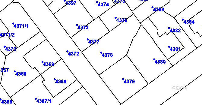 Parcela st. 4378 v KÚ Chomutov I, Katastrální mapa