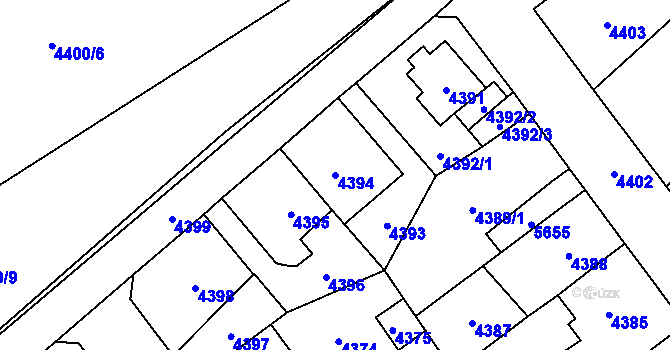 Parcela st. 4394 v KÚ Chomutov I, Katastrální mapa