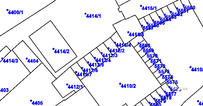 Parcela st. 4412/3 v KÚ Chomutov I, Katastrální mapa