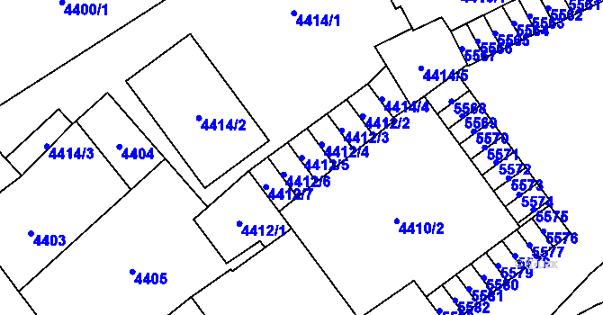 Parcela st. 4412/5 v KÚ Chomutov I, Katastrální mapa