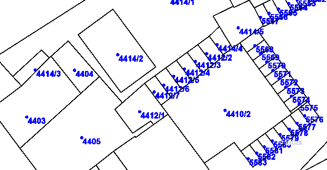 Parcela st. 4412/6 v KÚ Chomutov I, Katastrální mapa