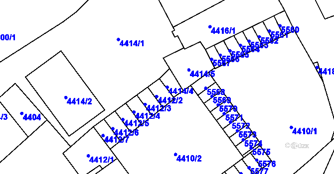 Parcela st. 4414/4 v KÚ Chomutov I, Katastrální mapa