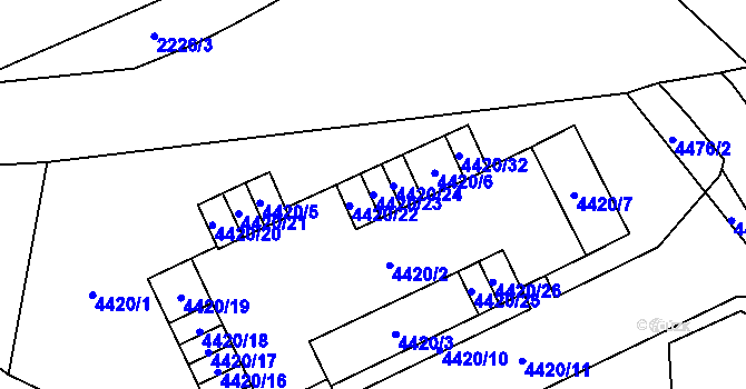 Parcela st. 4420/23 v KÚ Chomutov I, Katastrální mapa