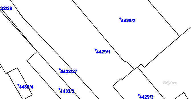 Parcela st. 4429/1 v KÚ Chomutov I, Katastrální mapa