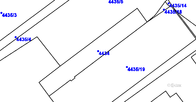 Parcela st. 4434 v KÚ Chomutov I, Katastrální mapa