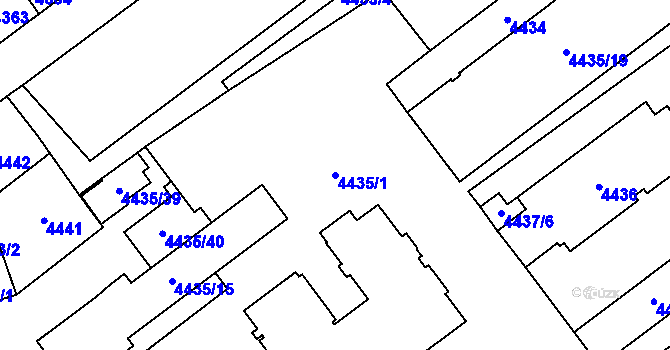 Parcela st. 4435/1 v KÚ Chomutov I, Katastrální mapa