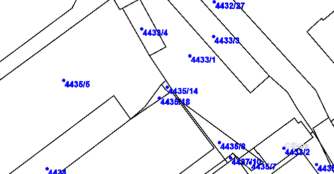 Parcela st. 4435/14 v KÚ Chomutov I, Katastrální mapa