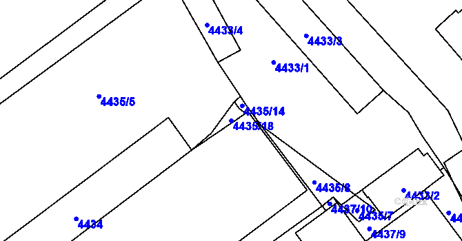 Parcela st. 4435/18 v KÚ Chomutov I, Katastrální mapa