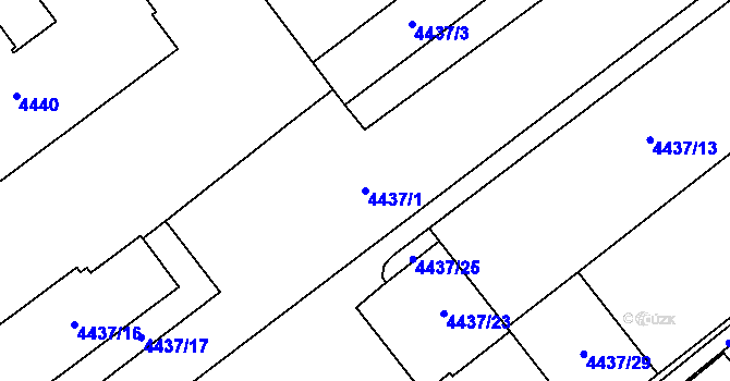 Parcela st. 4437/1 v KÚ Chomutov I, Katastrální mapa