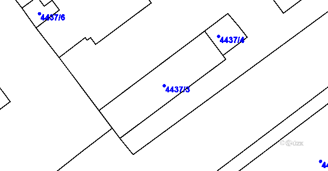 Parcela st. 4437/3 v KÚ Chomutov I, Katastrální mapa