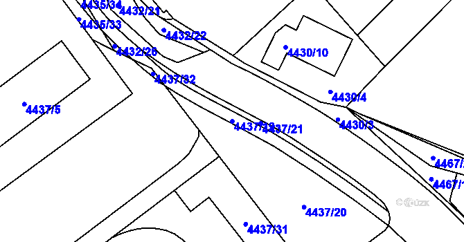 Parcela st. 4437/19 v KÚ Chomutov I, Katastrální mapa