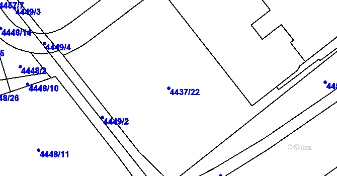 Parcela st. 4437/22 v KÚ Chomutov I, Katastrální mapa