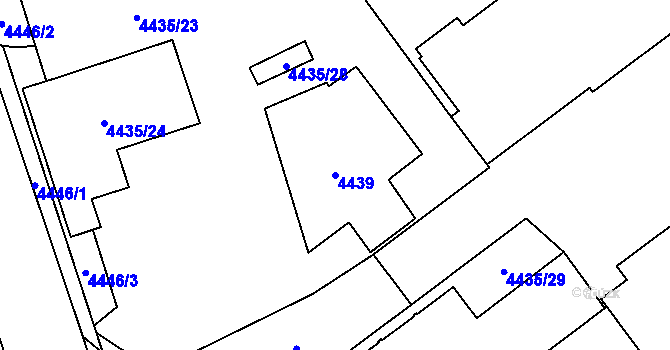 Parcela st. 4439 v KÚ Chomutov I, Katastrální mapa