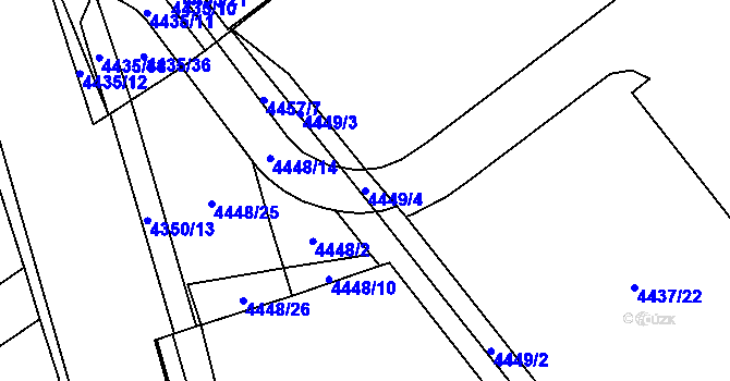 Parcela st. 4449/4 v KÚ Chomutov I, Katastrální mapa