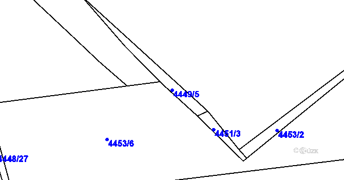Parcela st. 4449/5 v KÚ Chomutov I, Katastrální mapa