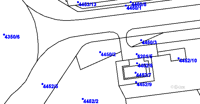 Parcela st. 4450/2 v KÚ Chomutov I, Katastrální mapa