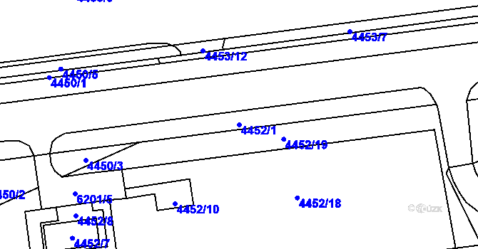 Parcela st. 4452/1 v KÚ Chomutov I, Katastrální mapa