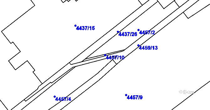 Parcela st. 4457/10 v KÚ Chomutov I, Katastrální mapa
