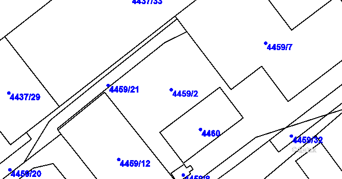 Parcela st. 4459/2 v KÚ Chomutov I, Katastrální mapa