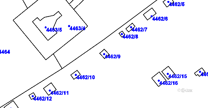 Parcela st. 4462/9 v KÚ Chomutov I, Katastrální mapa