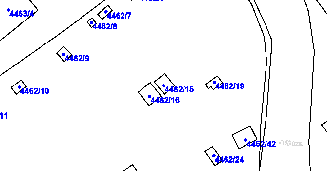 Parcela st. 4462/15 v KÚ Chomutov I, Katastrální mapa