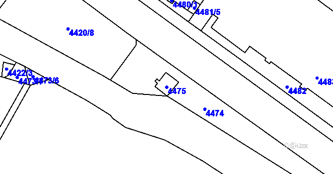Parcela st. 4475 v KÚ Chomutov I, Katastrální mapa