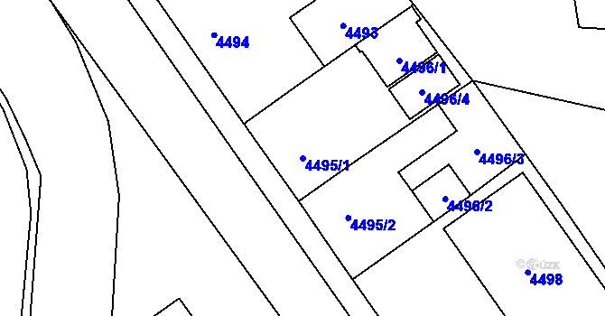Parcela st. 4495/1 v KÚ Chomutov I, Katastrální mapa