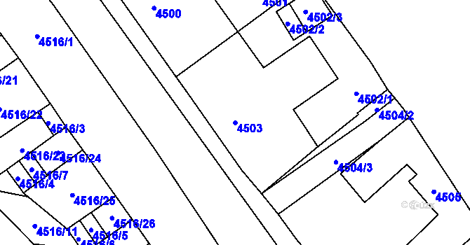 Parcela st. 4503 v KÚ Chomutov I, Katastrální mapa